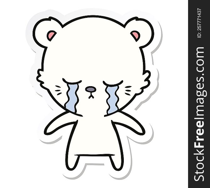 Sticker Of A Crying Cartoon Polarbear