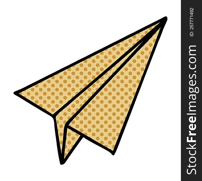 Comic Book Style Cartoon Paper Aeroplane