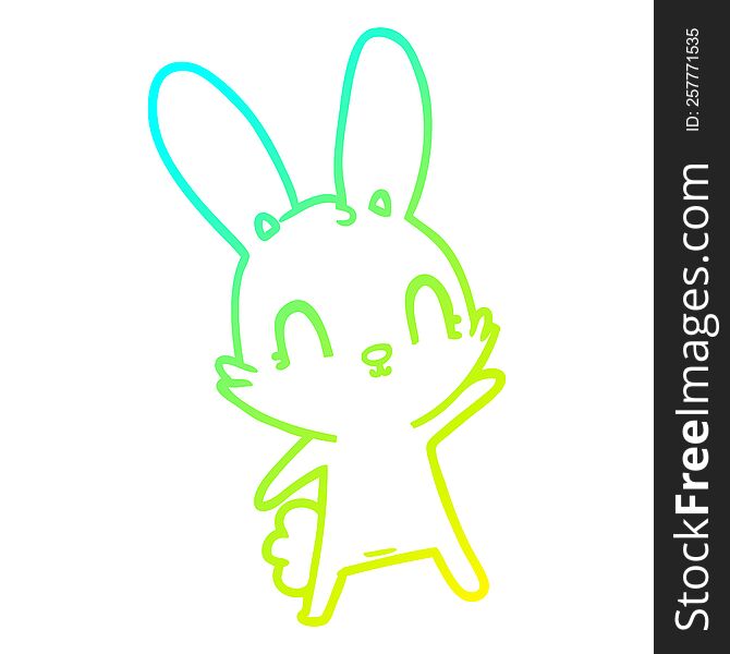Cold Gradient Line Drawing Cute Cartoon Rabbit