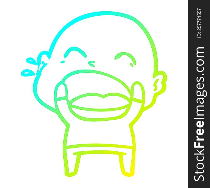 Cold Gradient Line Drawing Cartoon Shouting Bald Man