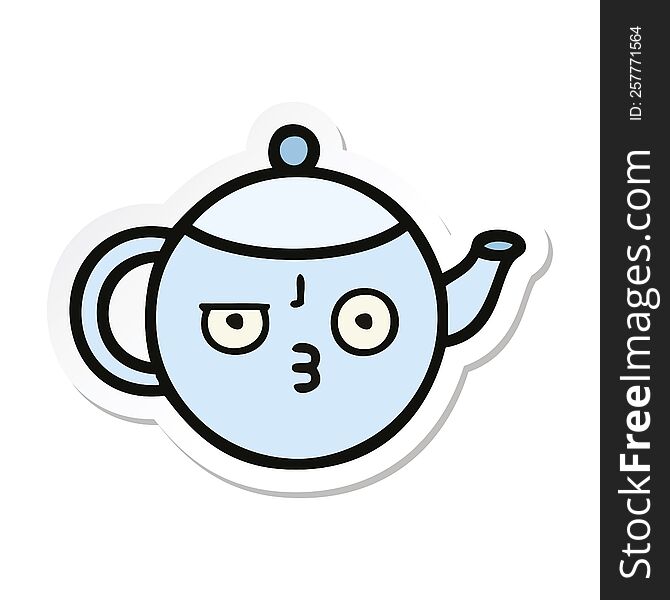 Sticker Of A Cute Cartoon Tea Pot