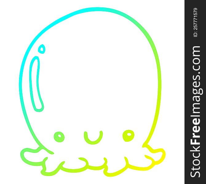 cold gradient line drawing of a cute cartoon octopus