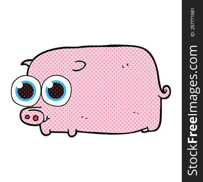 freehand drawn cartoon piglet with big pretty eyes