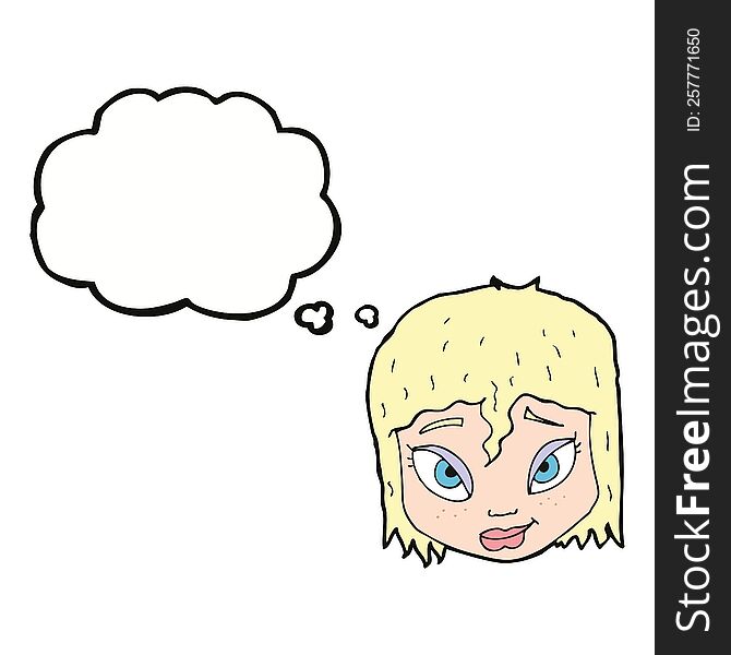 Cartoon Female Face With Thought Bubble