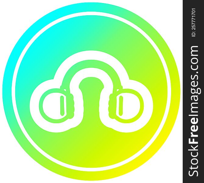 music headphones circular icon with cool gradient finish. music headphones circular icon with cool gradient finish