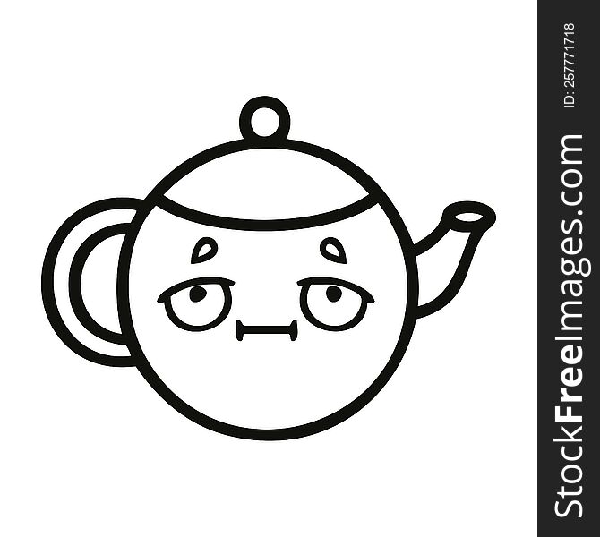 line drawing cartoon of a teapot. line drawing cartoon of a teapot