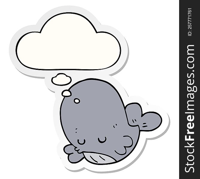 cartoon whale with thought bubble as a printed sticker