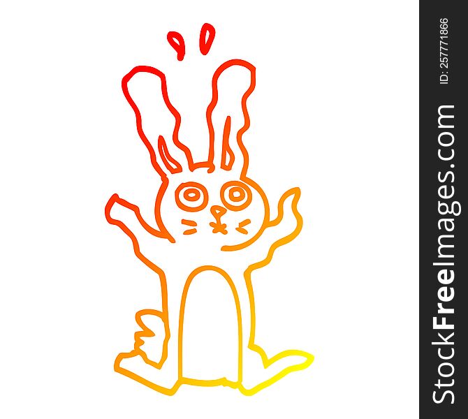 Warm Gradient Line Drawing Cartoon Excited Rabbit