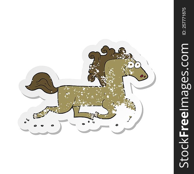 retro distressed sticker of a cartoon running horse