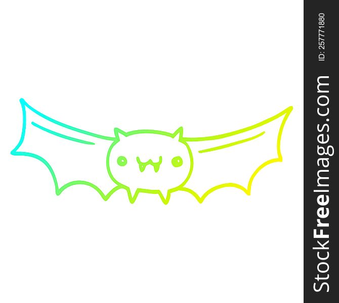 Cold Gradient Line Drawing Cartoon Vampire Bat