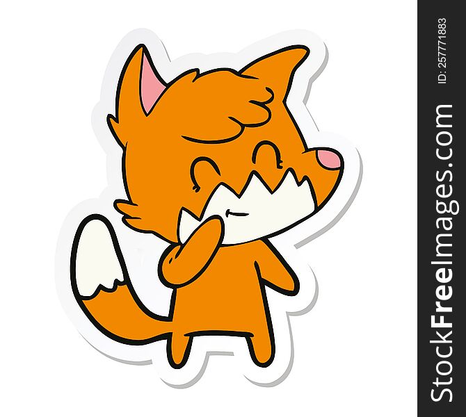 sticker of a cartoon friendly fox