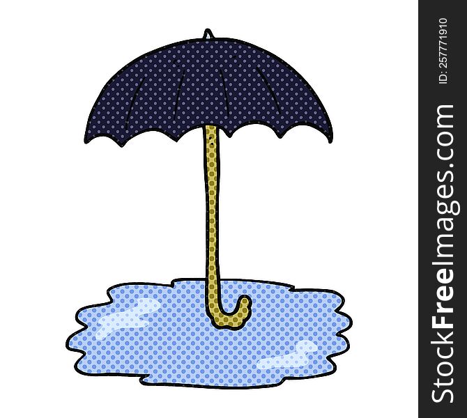 freehand drawn comic book style cartoon wet umbrella