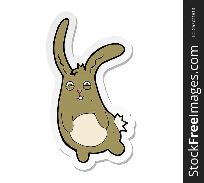 sticker of a funny cartoon rabbit