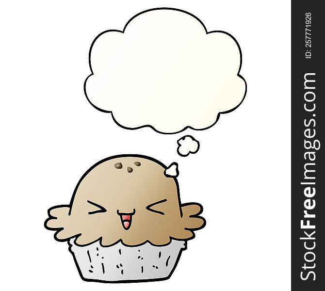 cute cartoon pie with thought bubble in smooth gradient style