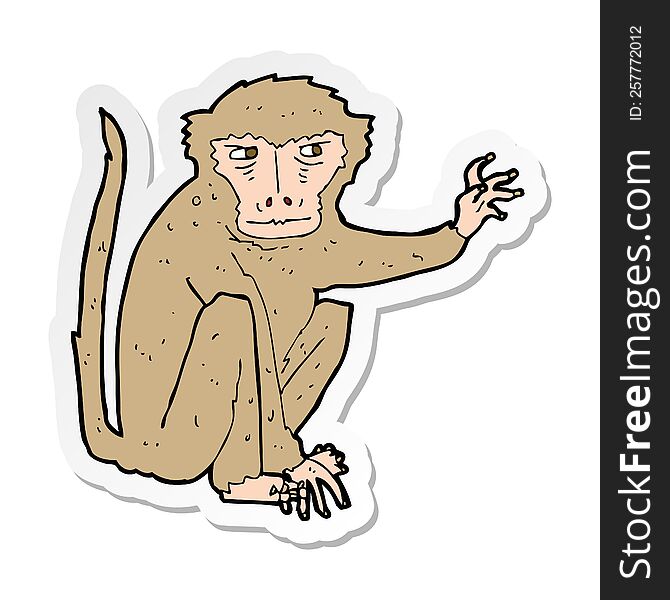 Sticker Of A Cartoon Evil Monkey