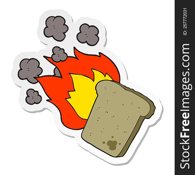 sticker of a cartoon burnt toast