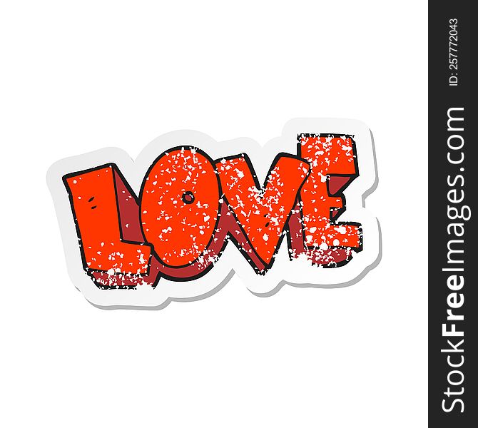 Retro Distressed Sticker Of A Cartoon Love Symbol