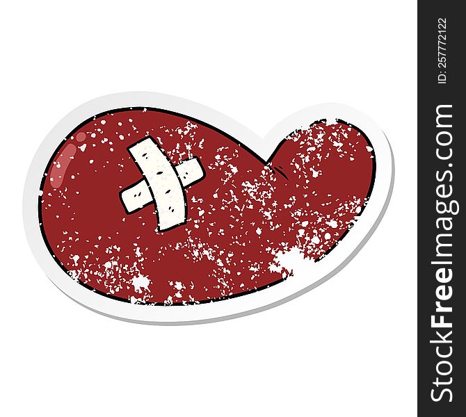 distressed sticker of a cartoon injured gall bladder