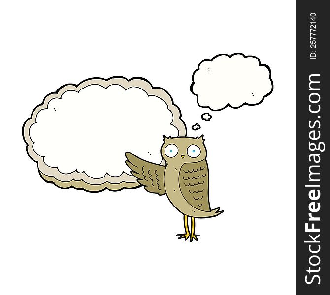 Thought Bubble Cartoon Owl Pointing