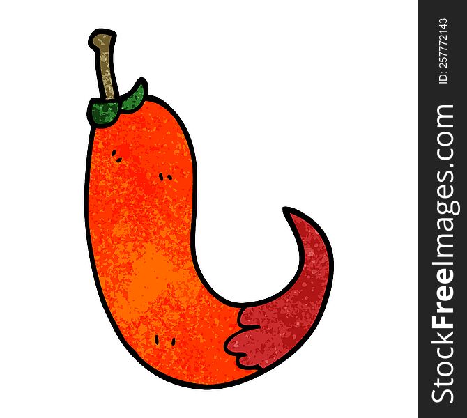 cartoon doodle red hot chilli pepper