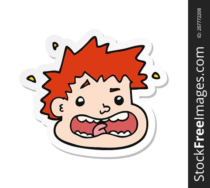 Sticker Of A Cartoon Frightened Face