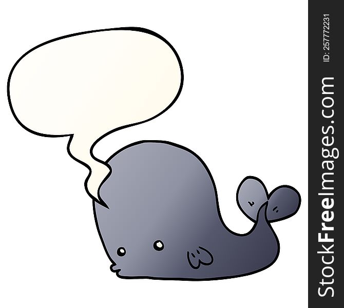 cartoon whale with speech bubble in smooth gradient style