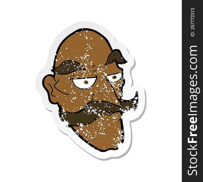 retro distressed sticker of a cartoon old man face