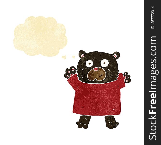 Cartoon Cute Black Bear With Thought Bubble