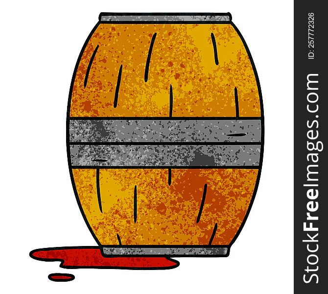 Textured Cartoon Doodle Of A Wine Barrel