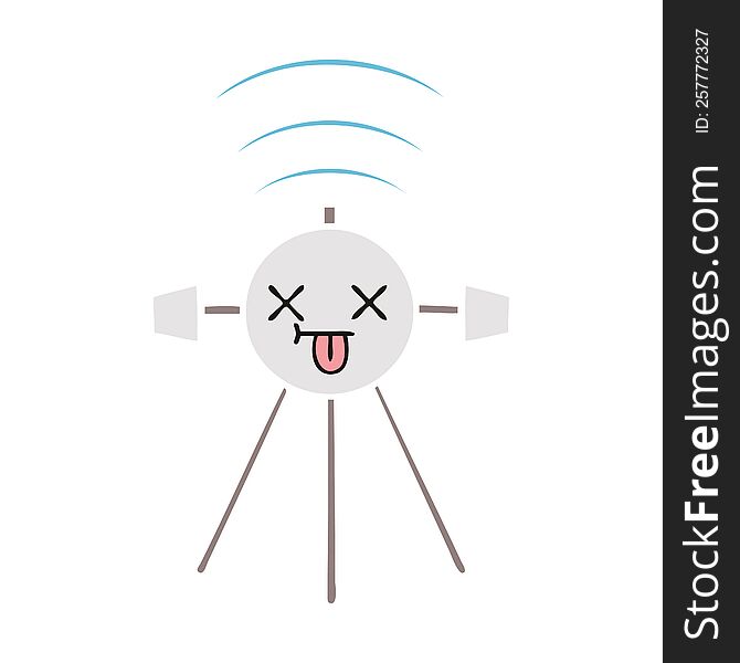 Flat Color Retro Cartoon Satellite