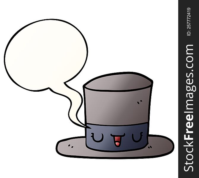 Cartoon Top Hat And Speech Bubble In Smooth Gradient Style