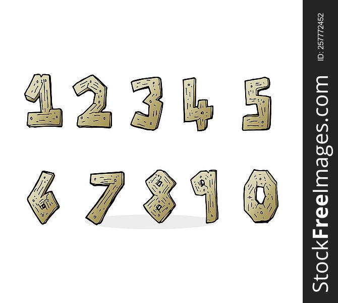 cartoon wooden numbers