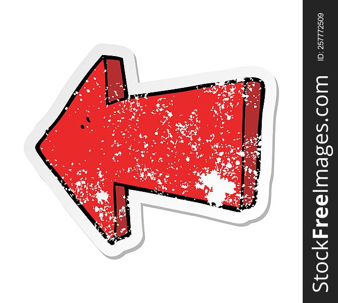 Distressed Sticker Of A Cartoon Pointing Arrow