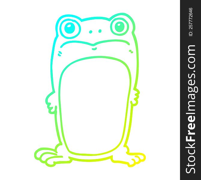 cold gradient line drawing cartoon staring frog