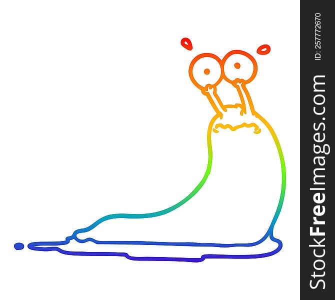Rainbow Gradient Line Drawing Cartoon Slug