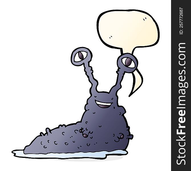 cartoon slug with speech bubble