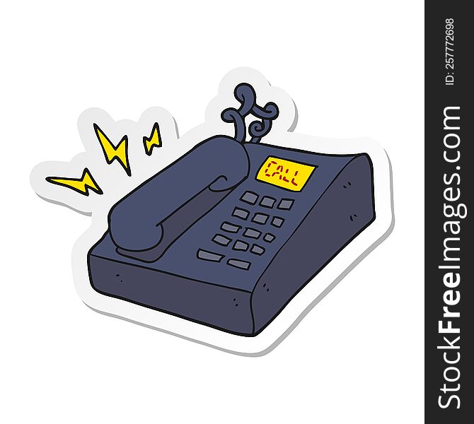 sticker of a cartoon office telephone