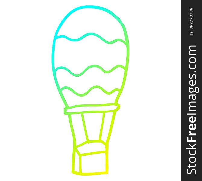 cold gradient line drawing of a cartoon hot air balloon