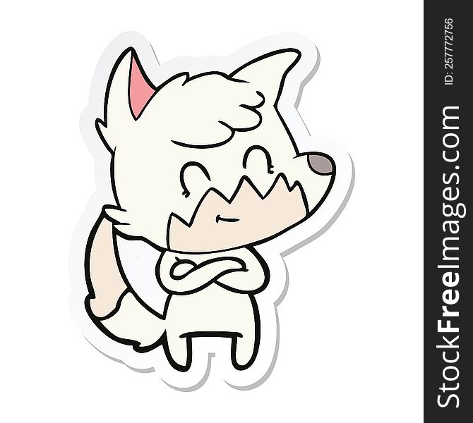 Sticker Of A Cartoon Happy Fox