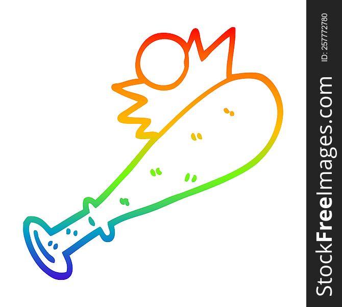 Rainbow Gradient Line Drawing Cartoon Baseball Bat