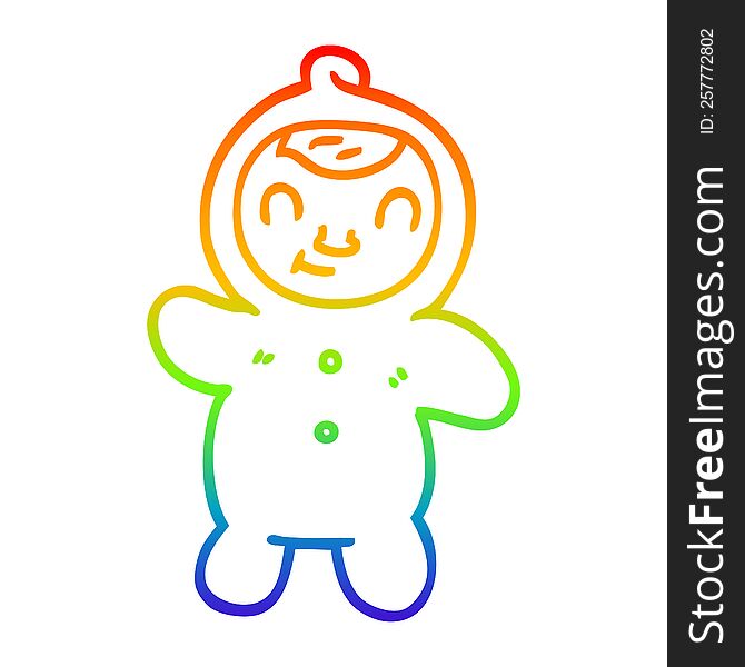 Rainbow Gradient Line Drawing Cartoon Human Baby