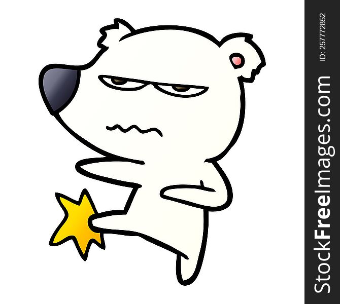 annoyed polar bear cartoon kicking out. annoyed polar bear cartoon kicking out