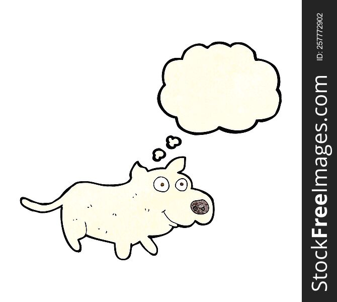 Cartoon Happy Little Dog With Thought Bubble