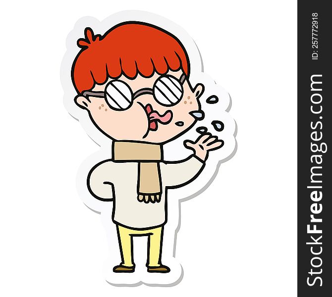 Sticker Of A Cartoon Boy Wearing Spectacles
