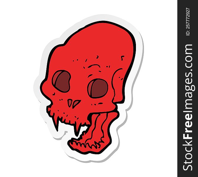 Sticker Of A Cartoon Spooky Vampire Skull