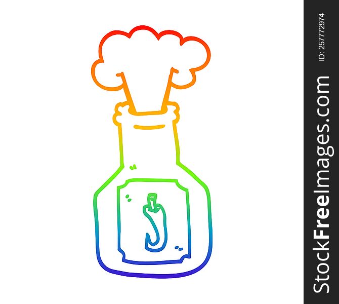 rainbow gradient line drawing of a cartoon hot chlli sauce