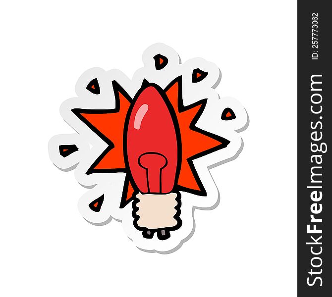 sticker of a cartoon red light bulb