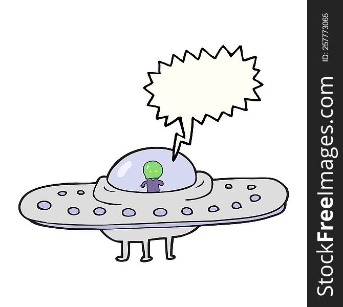 Speech Bubble Cartoon Flying Saucer