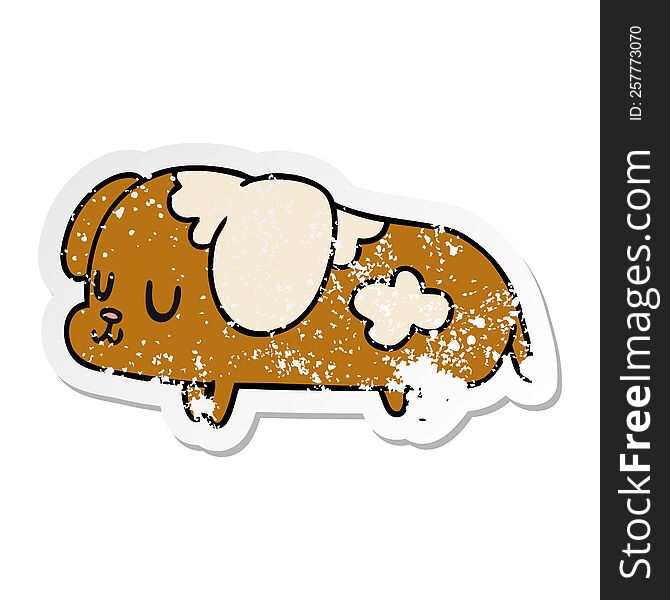 Distressed Sticker Cartoon Kawaii Of A Cute Dog