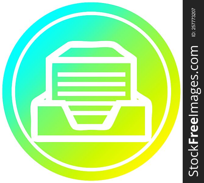 office paper stack circular icon with cool gradient finish. office paper stack circular icon with cool gradient finish